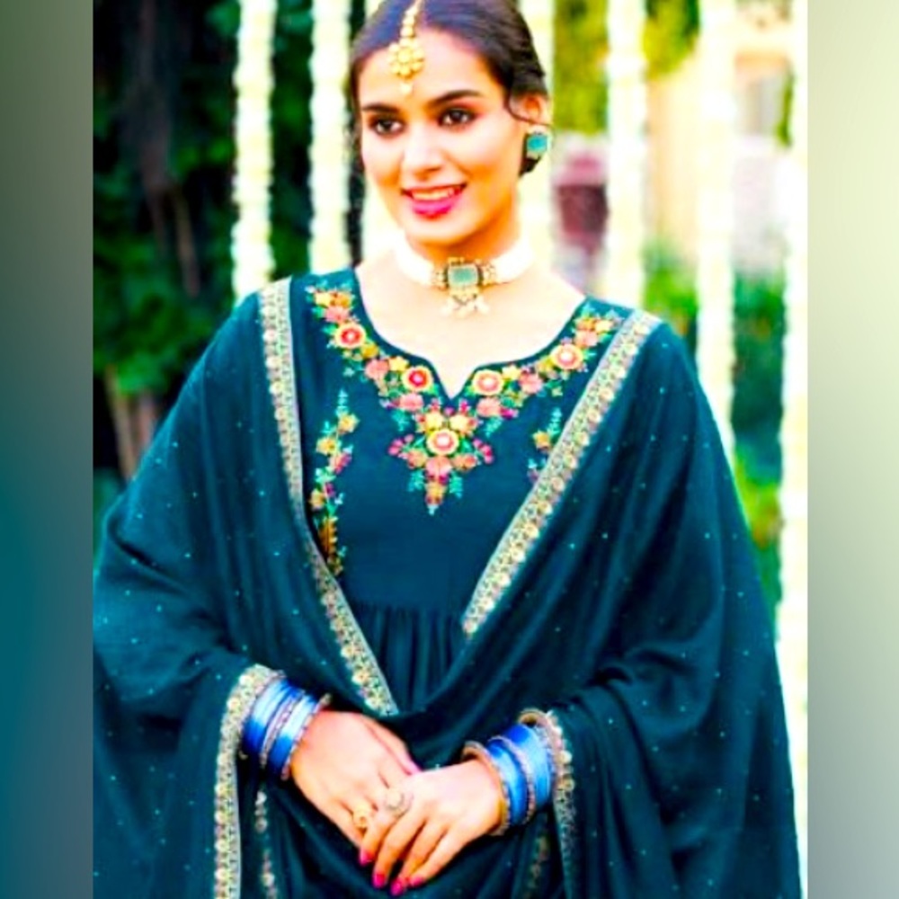 Teal Blue Nyra cut Sharara Set size 44